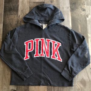 Victorias secret pink hooded cropped sweatshirt